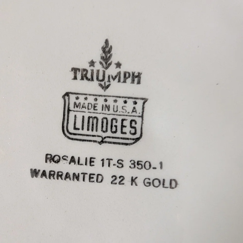 Limoges Triumph Rosalie Plates with Warranted 22K Gold Trim
